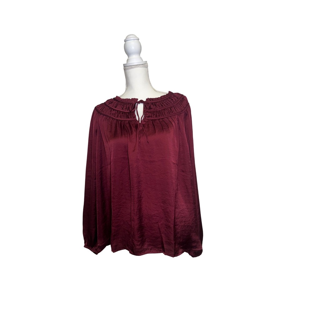 Lucky Brand Women's Maroon Long Sleeve Blouse, Size XL